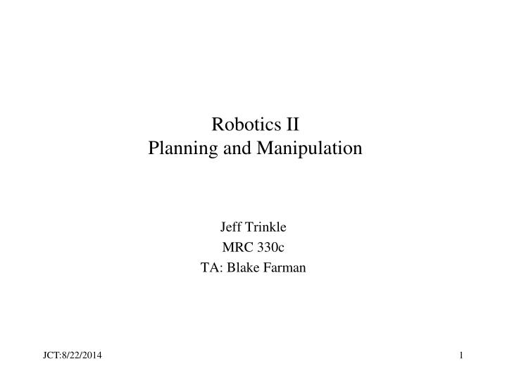 robotics ii planning and manipulation