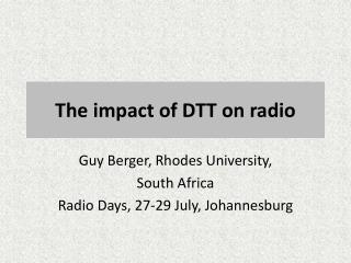 The impact of DTT on radio