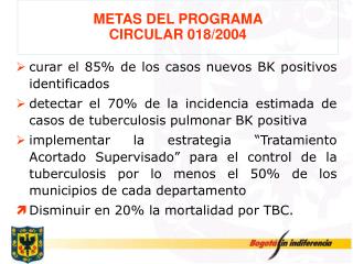 metas del programa circular 018 2004