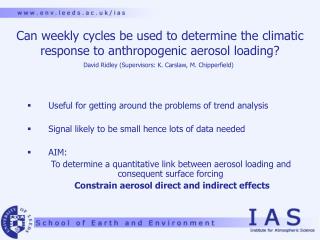 Can weekly cycles be used to determine the climatic response to anthropogenic aerosol loading?