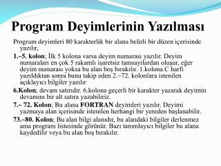 program deyimlerinin yaz lmas
