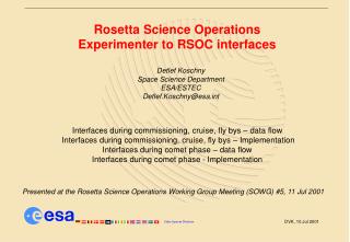 Rosetta Science Operations Experimenter to RSOC interfaces