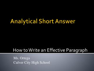 Analytical Short Answer