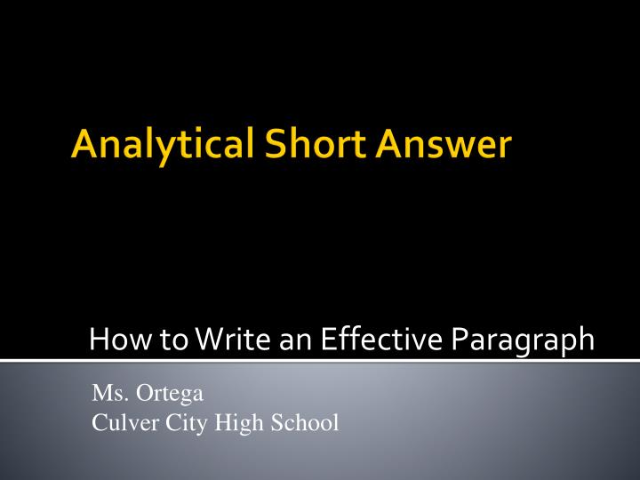 how to write an effective paragraph
