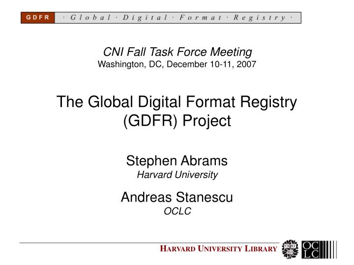 the global digital format registry gdfr project