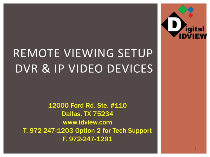 remote viewing setup dvr ip video devices