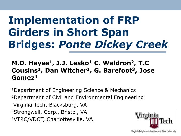 implementation of frp girders in short span bridges ponte dickey creek