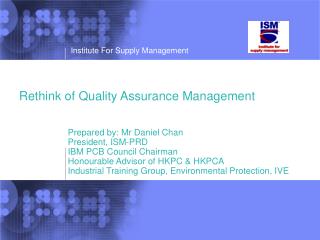 Rethink of Quality Assurance Management