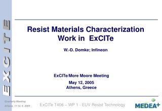 Resist Materials Characterization Work in ExCITe W.-D. Domke; Infineon