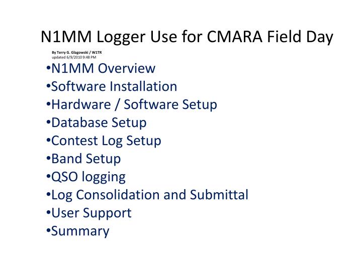 n1mm logger use for cmara field day