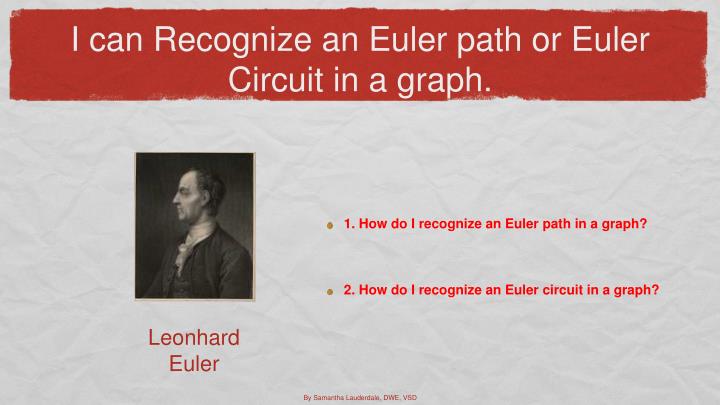 i can recognize an euler path or euler circuit in a graph