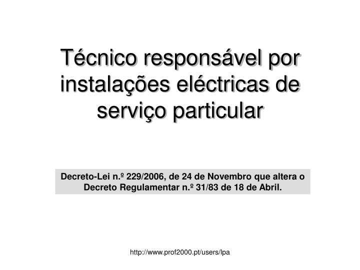 t cnico respons vel por instala es el ctricas de servi o particular