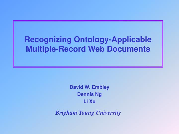 recognizing ontology applicable multiple record web documents