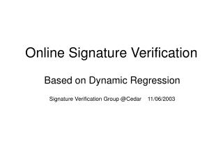 Online Signature Verification