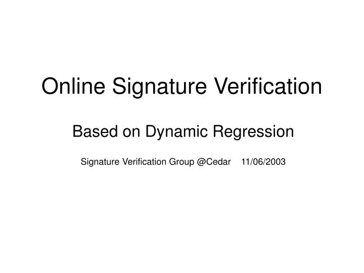 online signature verification