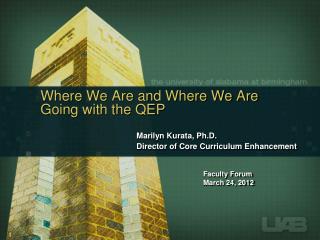 Where We Are and Where We Are Going with the QEP