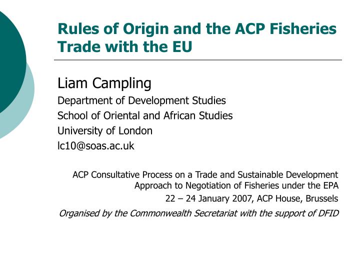 rules of origin and the acp fisheries trade with the eu