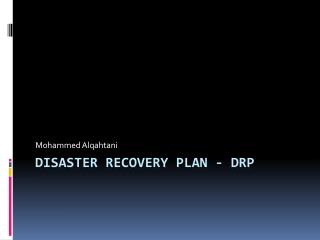 Disaster recovery plan - DRP