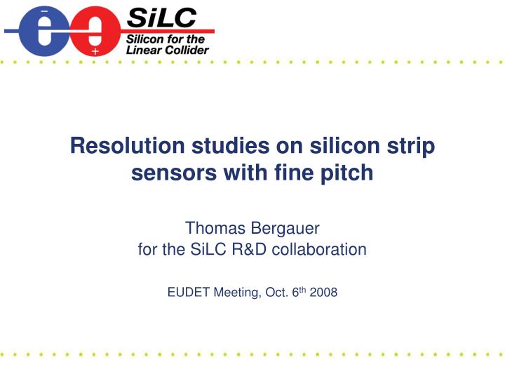 resolution studies on silicon strip sensors with fine pitch