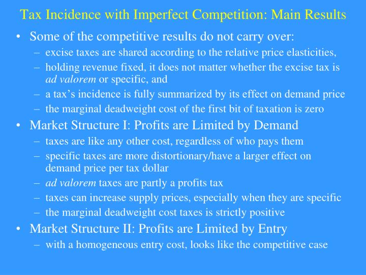 tax incidence with imperfect competition main results