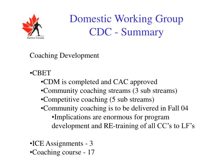 domestic working group cdc summary