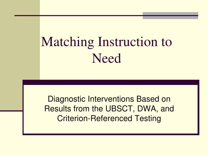 matching instruction to need