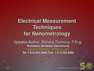 Electrical Measurement Techniques for Nanometrology