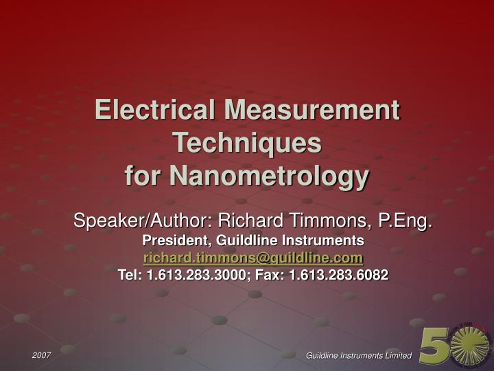electrical measurement techniques for nanometrology