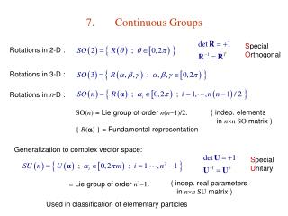 7.	Continuous Groups
