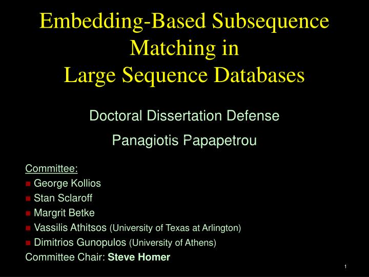 embedding based subsequence matching in large sequence databases