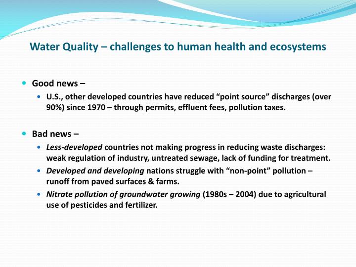 water quality challenges to human health and ecosystems