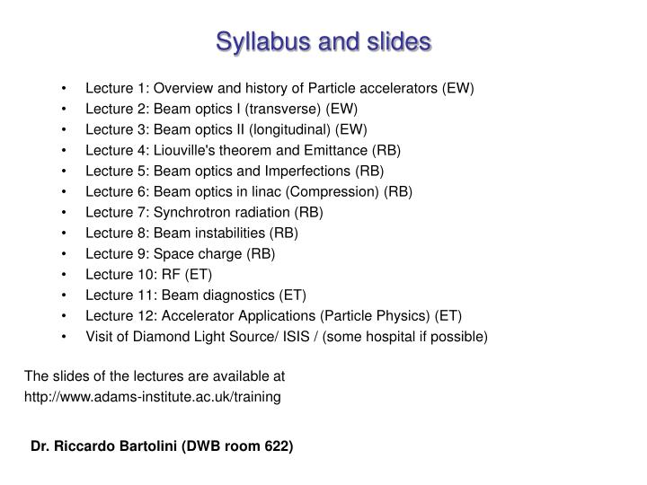 syllabus and slides