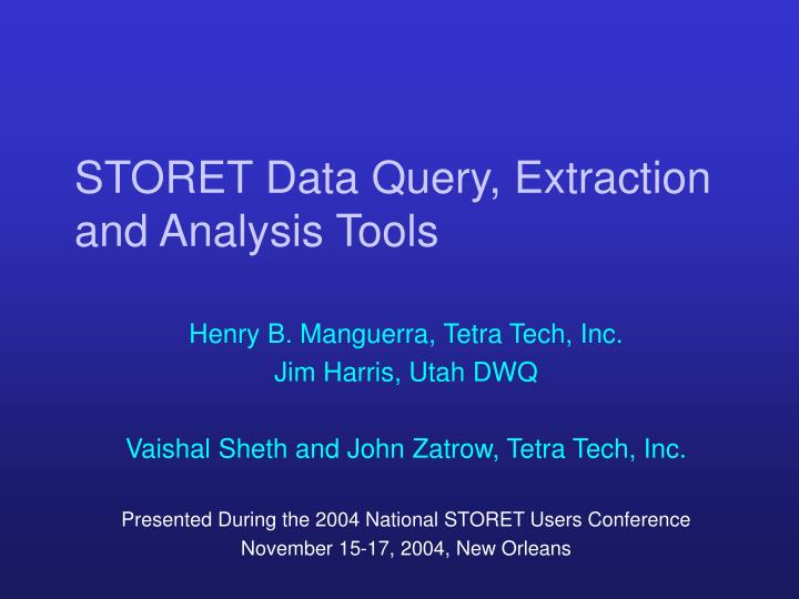 storet data query extraction and analysis tools