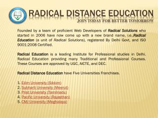 RADICAL DISTANCE EDUCATION Join Today For Better Tomorrow