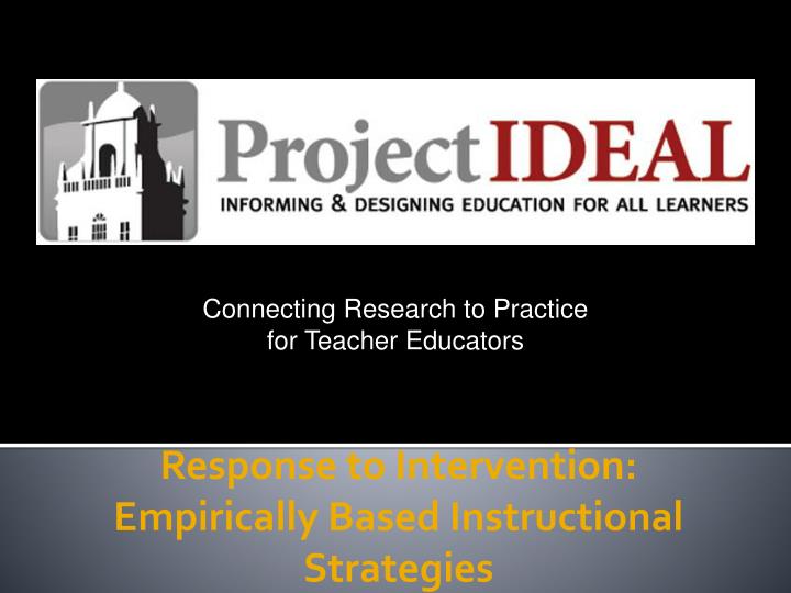 response to intervention empirically based instructional strategies