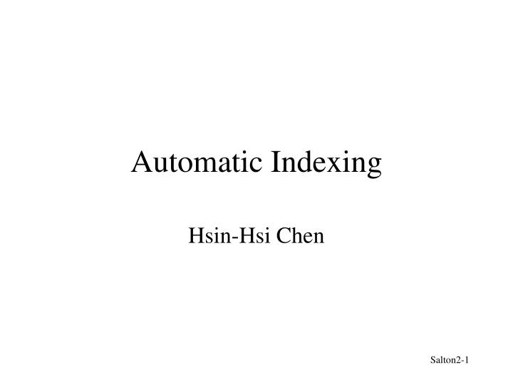 automatic indexing