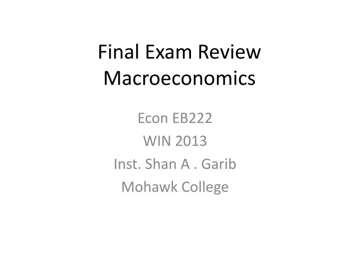 final exam review macroeconomics