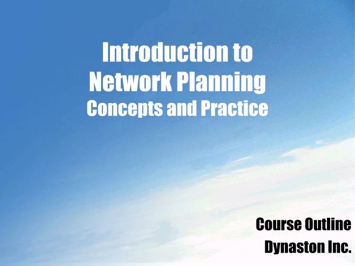 introduction to network planning concepts and practice