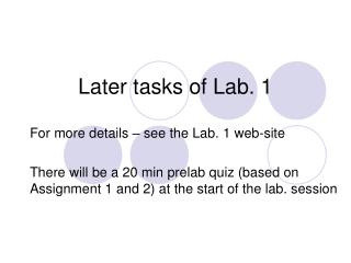 Later tasks of Lab. 1