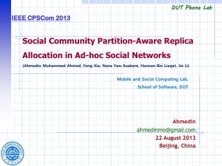 Ahmedin ahmedinmo@gmail 22 August 2013 Beijing, China