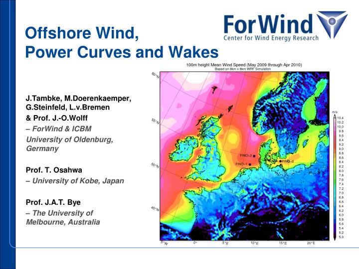offshore wind power curves and wakes