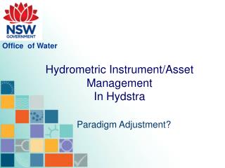 Hydrometric Instrument/Asset Management In Hydstra