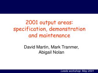 Leeds workshop: May 2001