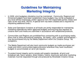 Guidelines for Maintaining Marketing Integrity