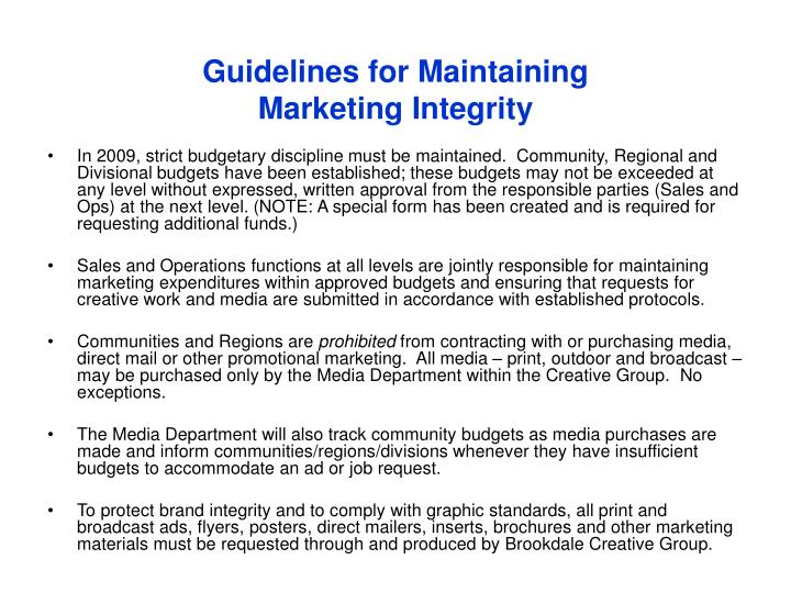 guidelines for maintaining marketing integrity