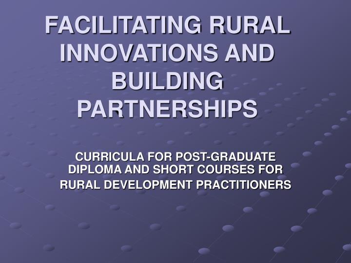 facilitating rural innovations and building partnerships