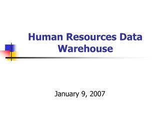 Human Resources Data Warehouse