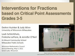 Interventions for Fractions based on Critical Point Assessments Grades 3-5