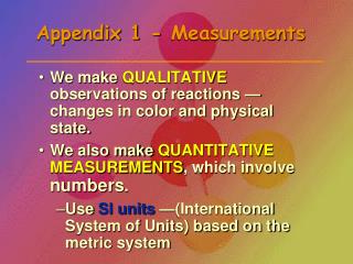 appendix 1 measurements