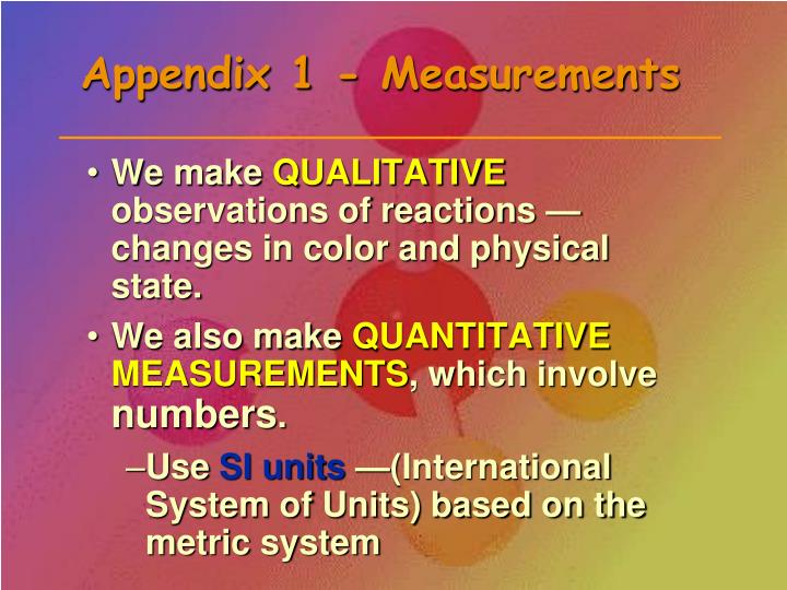 appendix 1 measurements